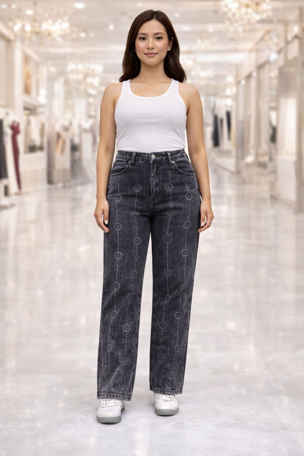 luna spark wide-leg denim jeans