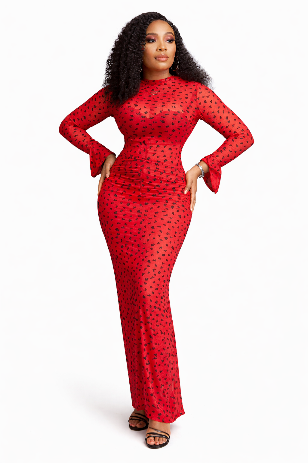 Scarlet charm mesh maxi dress