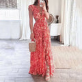 Coral bloom cut-out maxi dress