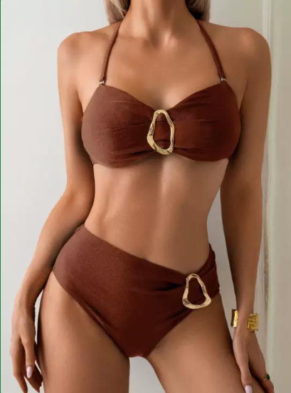 Emerald buckle bikini set