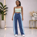 skyline stripe wide -leg jeans