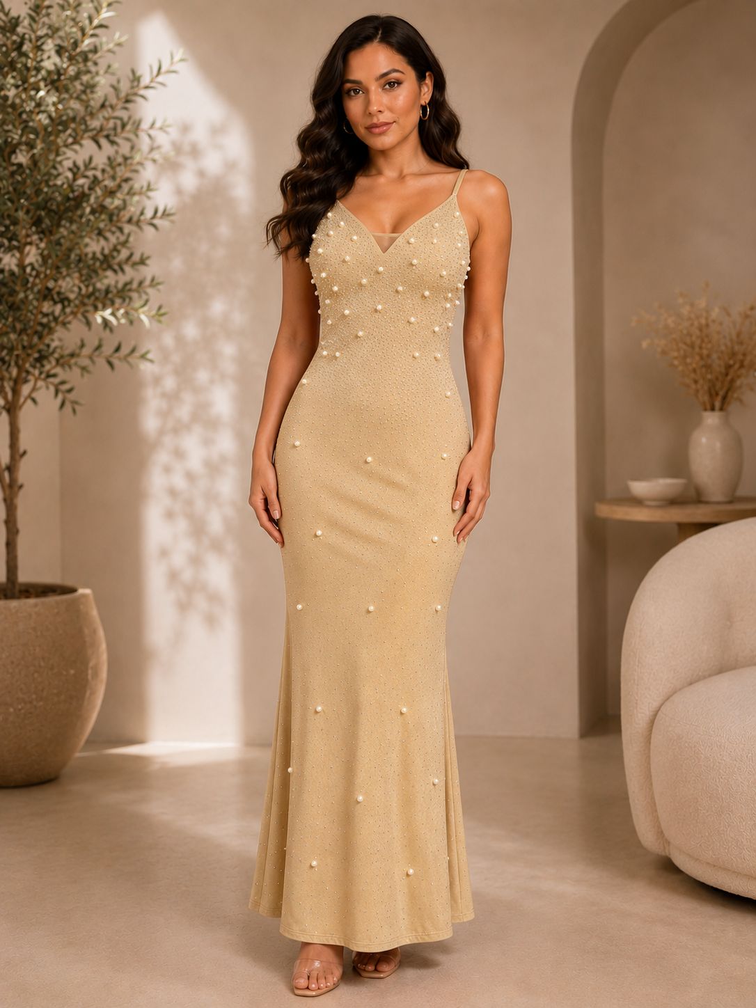 Luna Pearl Mermaid Maxi Dress