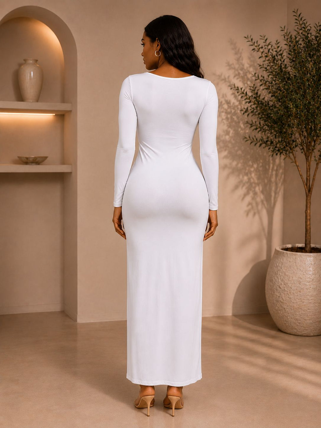 white midi dress