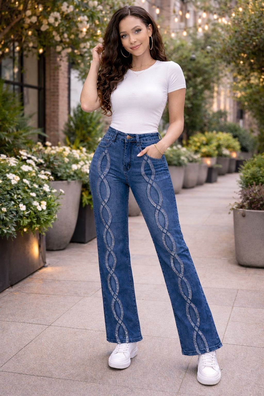 Midnight Glam Twist Denim Pants