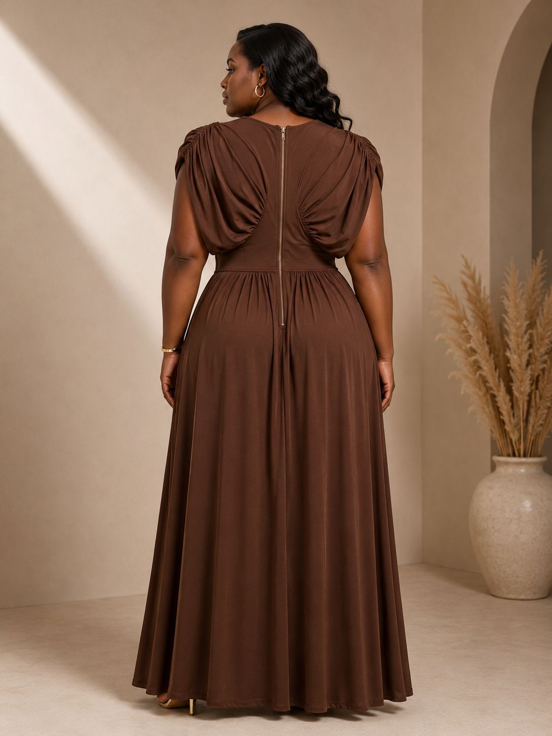 mocha grace side-slit maxi dress