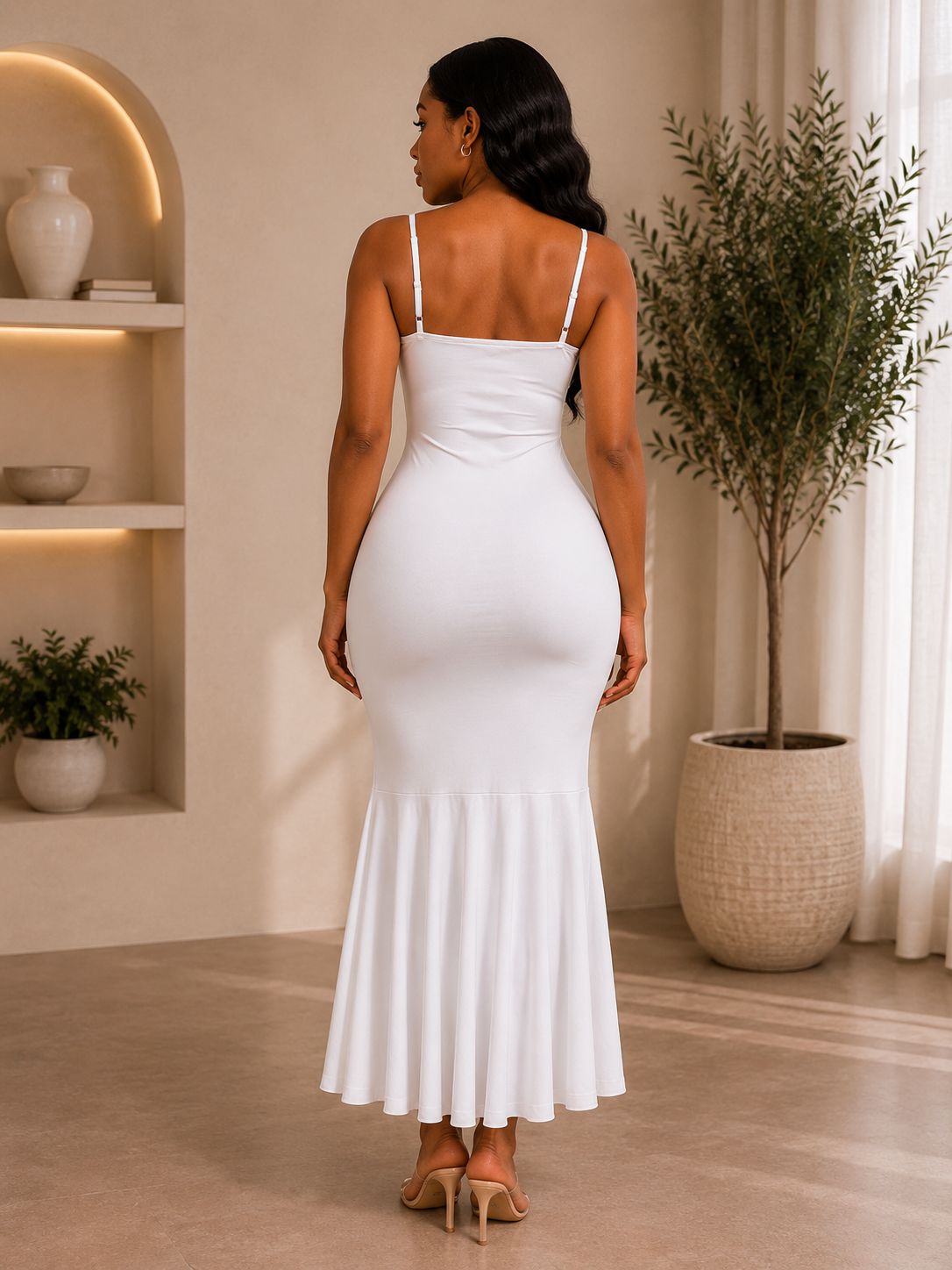 Ivory rose mermaid midi dress