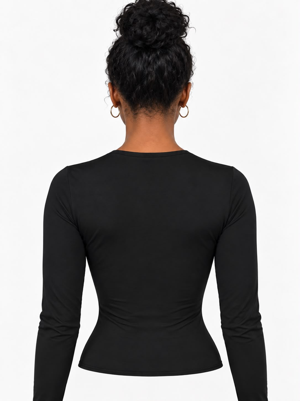 Black long-sleeve bodysuit back view