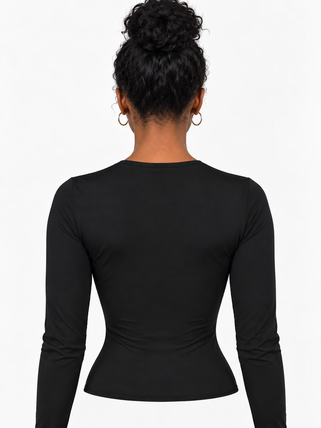 Black long-sleeve bodysuit back view