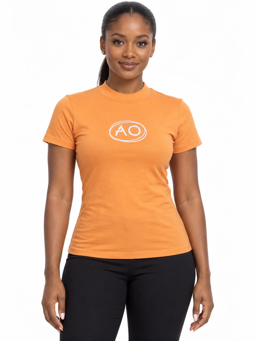 Orange AO logo fitted T-shirt
