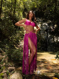 Tropical fringe beach wear set