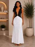 Mocha muse contrast maxi dress